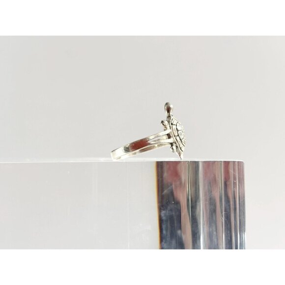 Vintage Hand Carved Turtle Figural Shaped Sterling Silver Ring - sz 6.25 & 8 - Picture 3 of 10